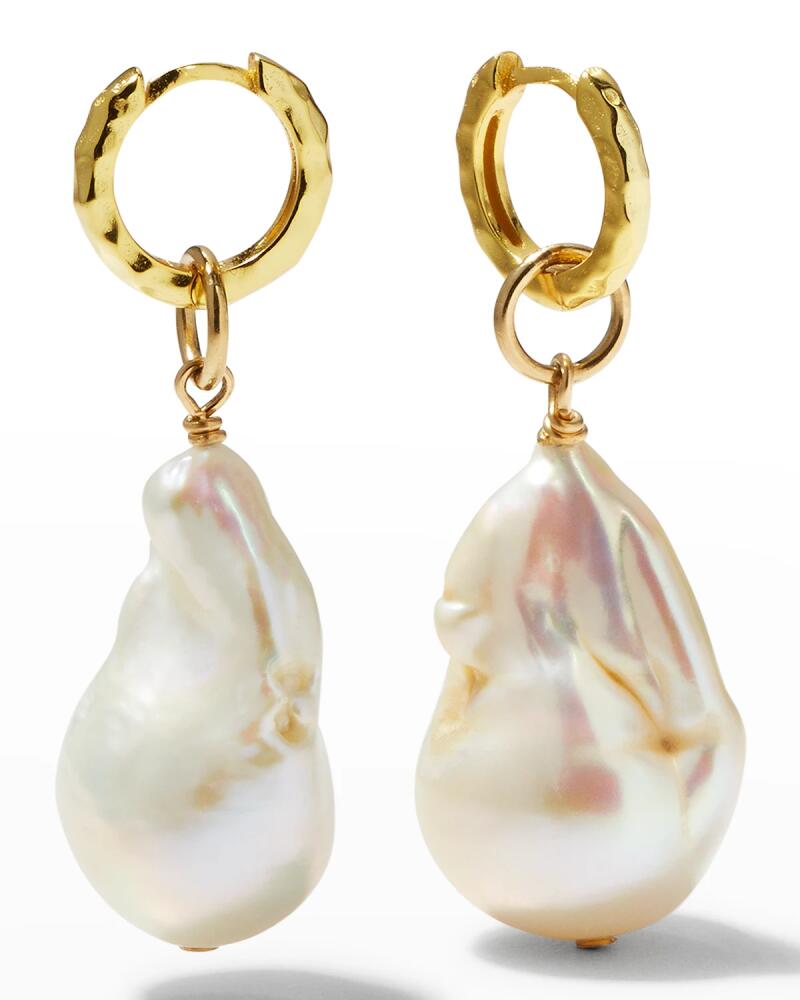 Margo Morrison Baroque Pearl Hammered Huggie Earrings Cover