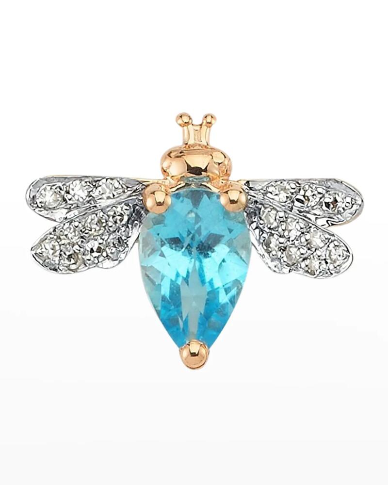 BeeGoddess Diamond and Blue Topaz Bee Earring, Single Cover