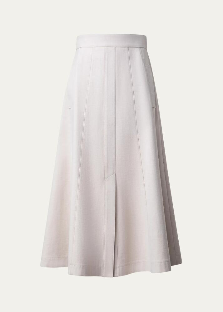 Akris Cotton Denim Pleated Midi Skirt Cover