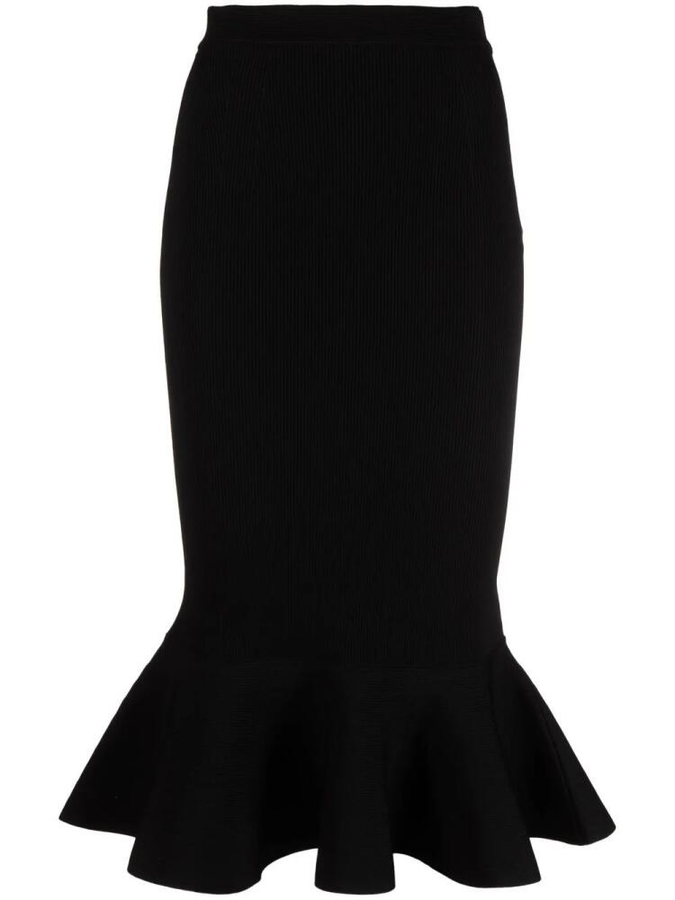 Alexander McQueen flared-hem knitted skirt - Black Cover