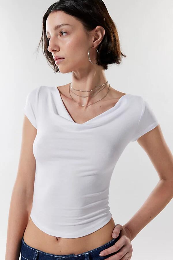 Silence + Noise Lara Cowl Neck Top in White Cover