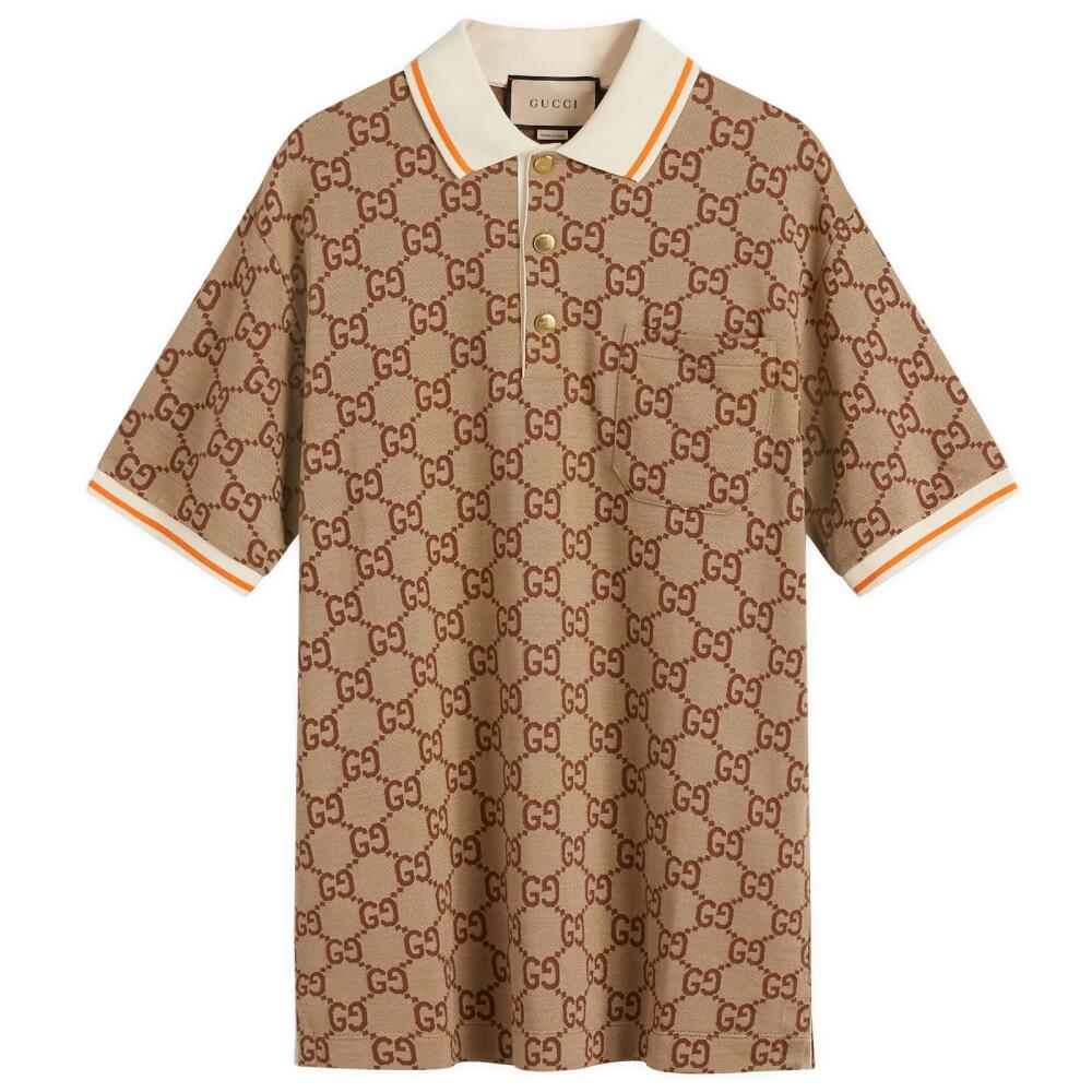 Gucci Men's GG Polo Shirt in Beige Cover