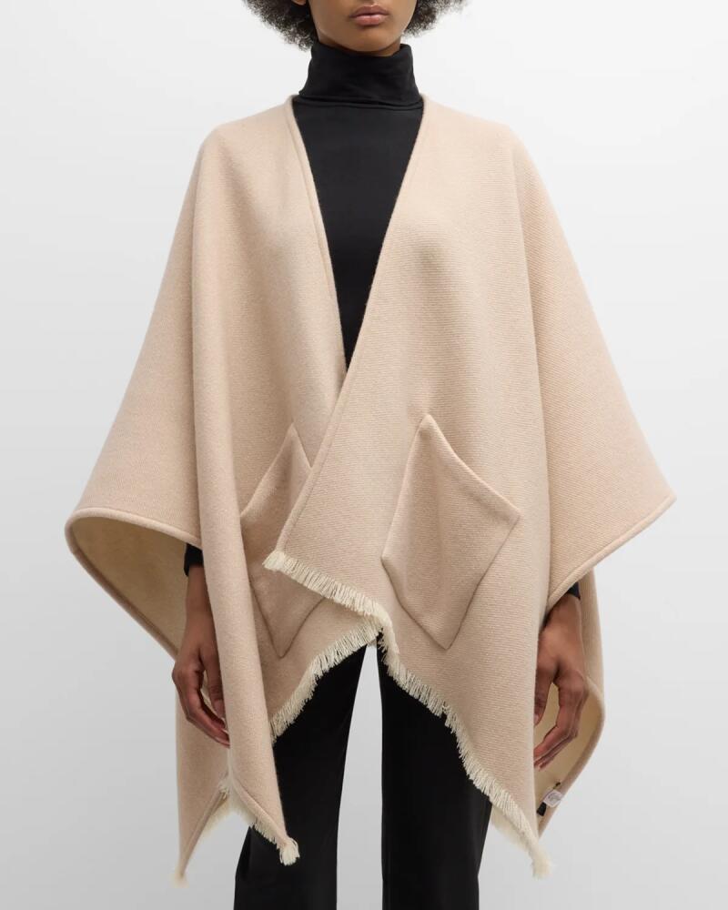 Alonpi Fringed Cashmere-Blend Cape With Pockets Cover