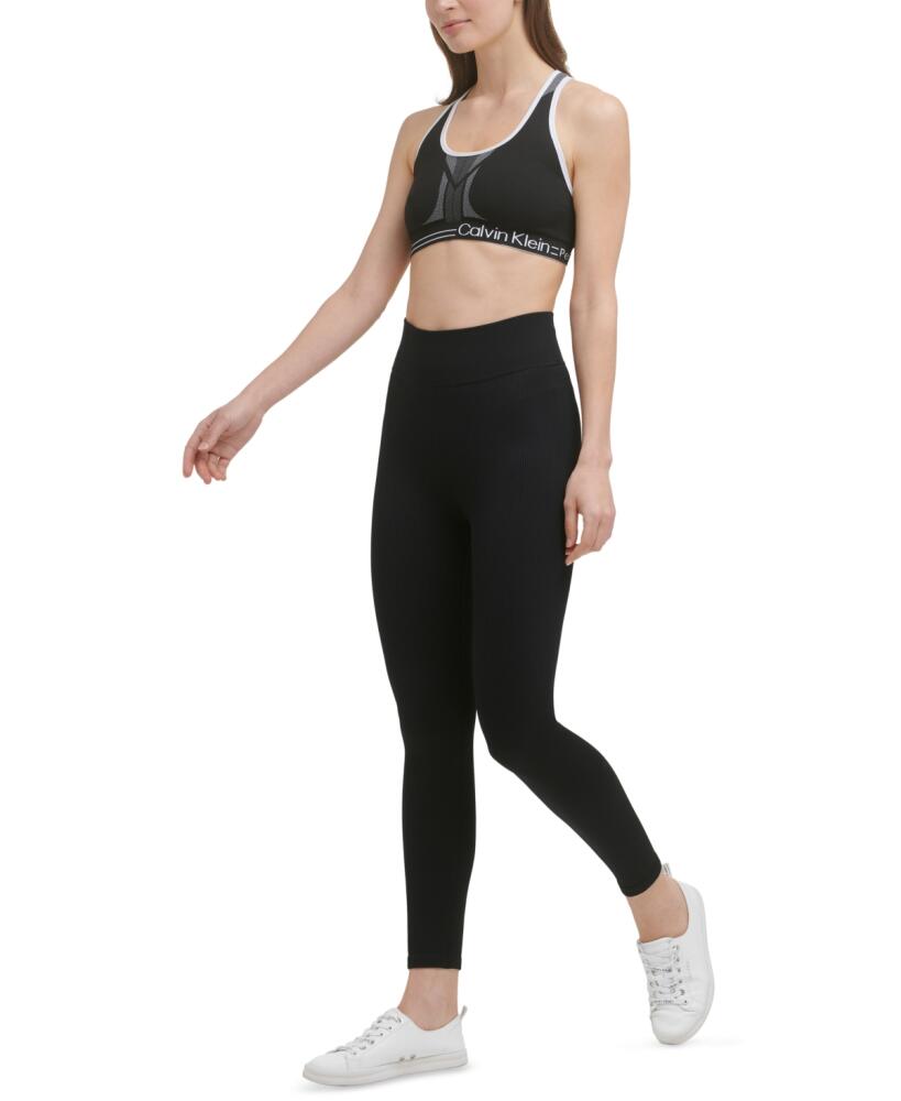 Calvin Klein Performance Womens Ribbed High Rise 7/8 Leggings - Black Cover