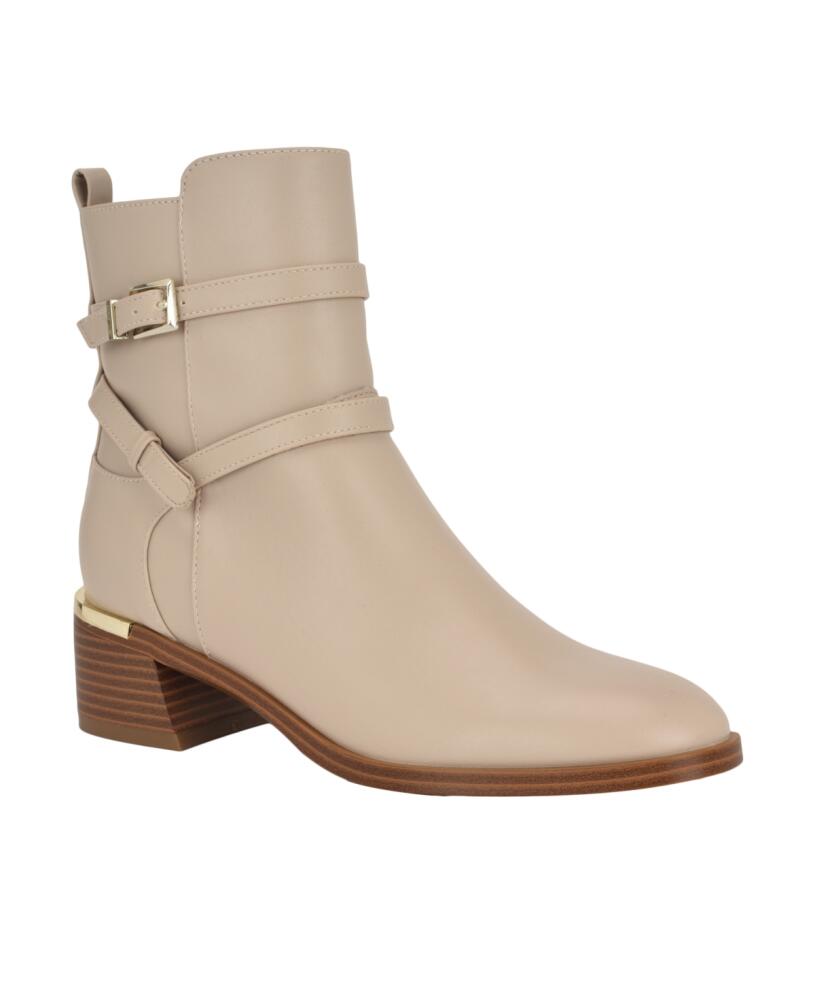 Calvin Klein Women's Jasen Block Heel Almond Toe Dress Booties - Light Natural Cover