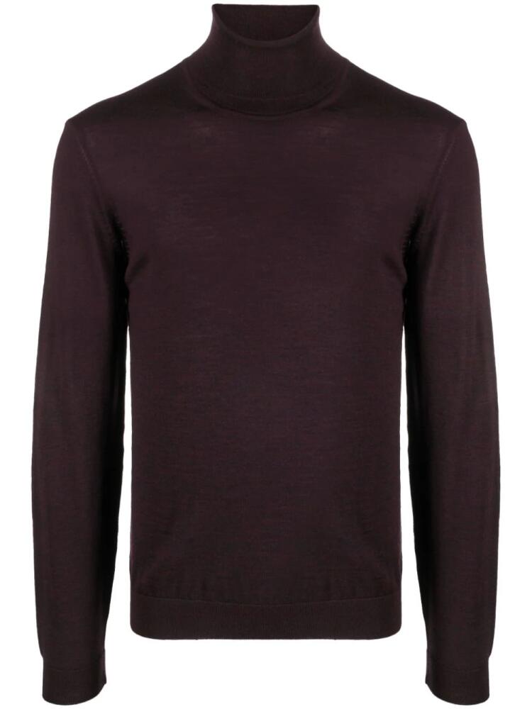 BOSS roll-neck virgin wool jumper - Purple Cover