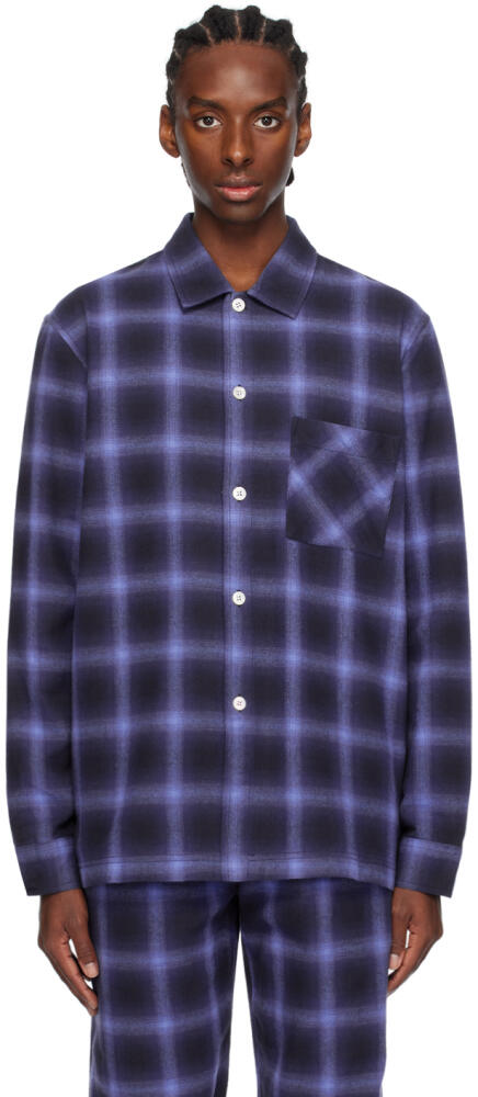 Tekla Navy Plaid Pyjama Shirt Cover