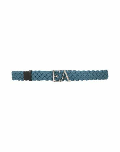 Emporio Armani Woman Belt Slate blue Linen, TPR - Thermoplastic rubber, Cotton Cover