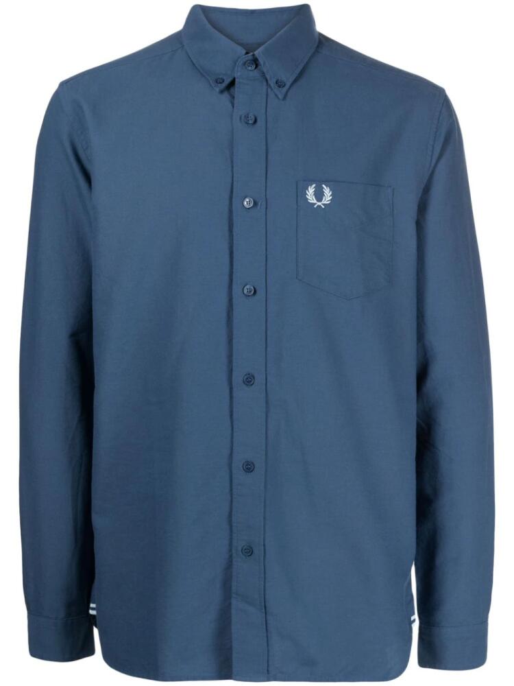 Fred Perry logo-embroidered cotton shirt - Blue Cover