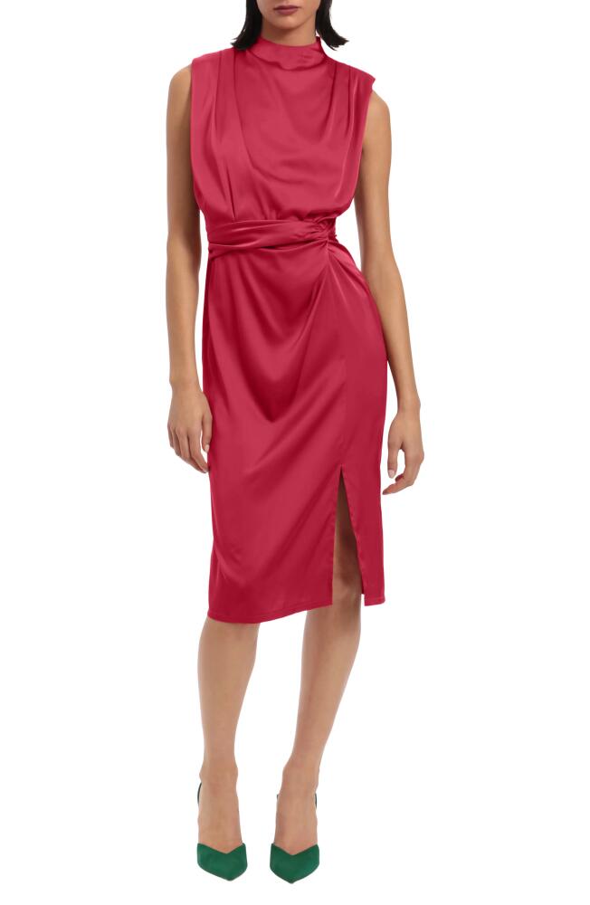 DONNA MORGAN FOR MAGGY Gathered Sleeveless Satin Cocktail Dress in Vivacious Cover