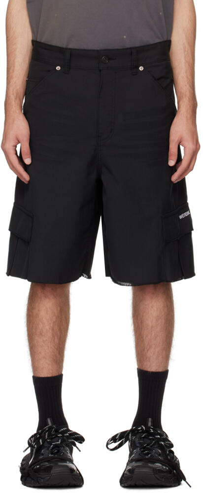 We11done Black Frayed Cargo Shorts Cover