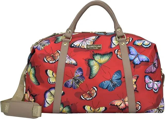 Anuschka Great Escape Duffel Printed Fabric 12016 (Butterfly Heaven Ruby) Handbags Cover