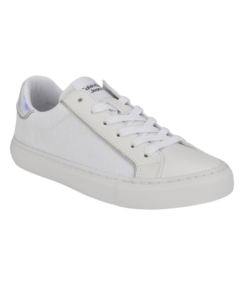 Calvin Klein Women's Charli Round Toe Casual Lace-Up Sneakers - White, Black Multi Cover