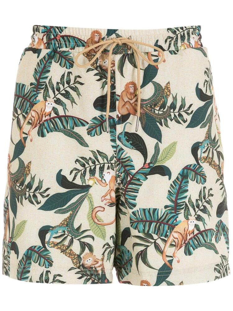 Lygia & Nanny Gil monkey-print swimming shorts - Neutrals Cover