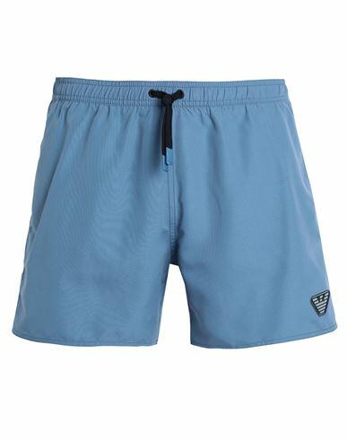 Emporio Armani Mens Woven Boxer Man Swim trunks Slate blue Polyester Cover