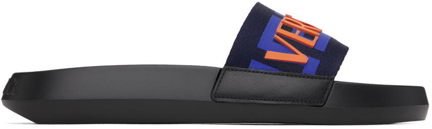 Versace Navy Webbing Slides Cover