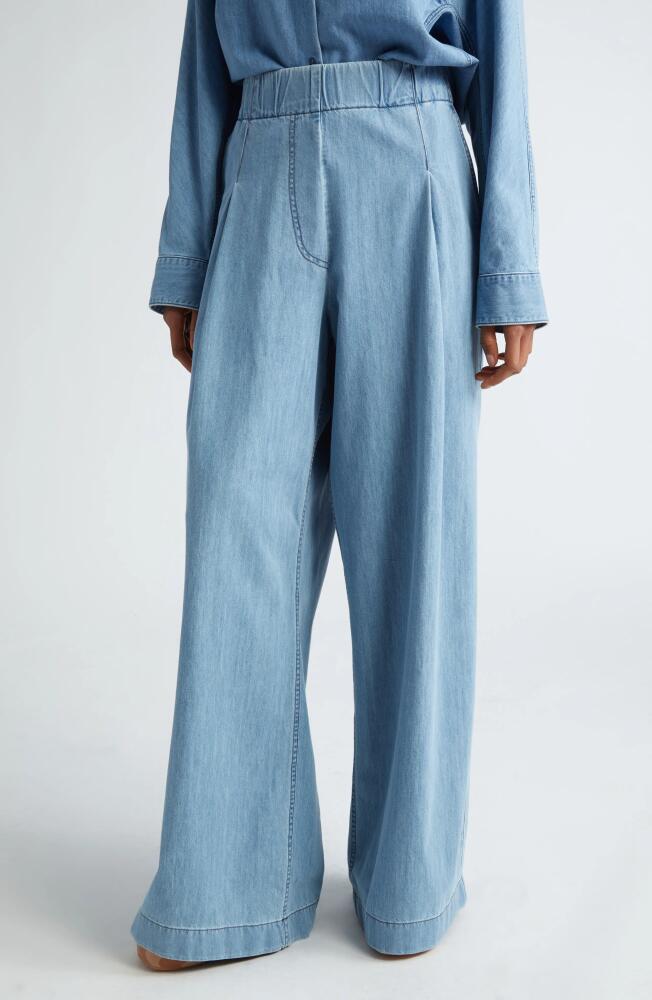 Dries Van Noten Pila Wide Leg Chambray Pants in Light Blue 514 Cover