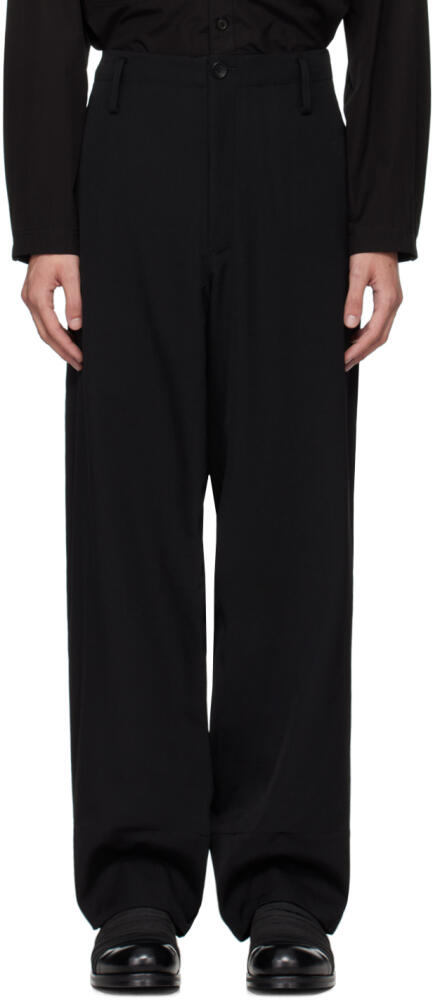 YOHJI YAMAMOTO Black Gabardine Hem Rolled Trousers Cover