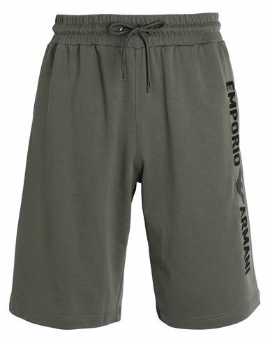 Emporio Armani Mens Knit Bermuda Man Beach shorts and pants Military green Cotton Cover