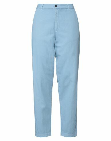 Pence Woman Pants Sky blue Cotton, Linen Cover