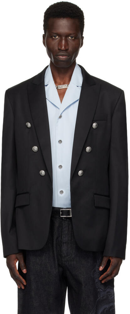 Balmain Black Peaked Lapel Blazer Cover