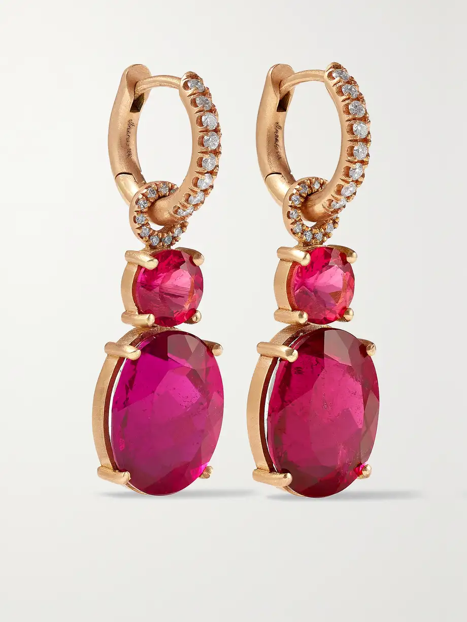 Irene Neuwirth - Gemmy Gem 18-karat Rose Gold, Rubellite And Diamond Earrings - One size Cover