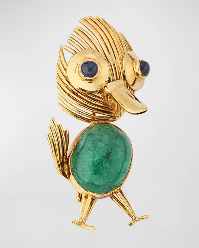 NM Estate Estate 18K Yellow Gold Emerald and Sapphire Duck Brooch Cover