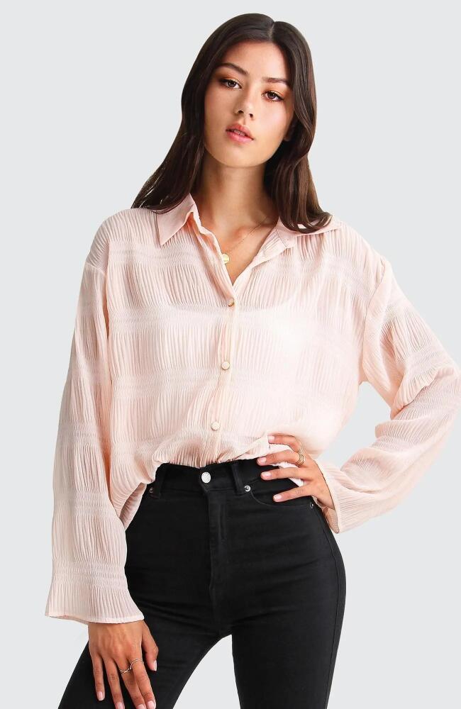 Belle & Bloom Yoko Shirred Chiffon Blouse in Blush Cover