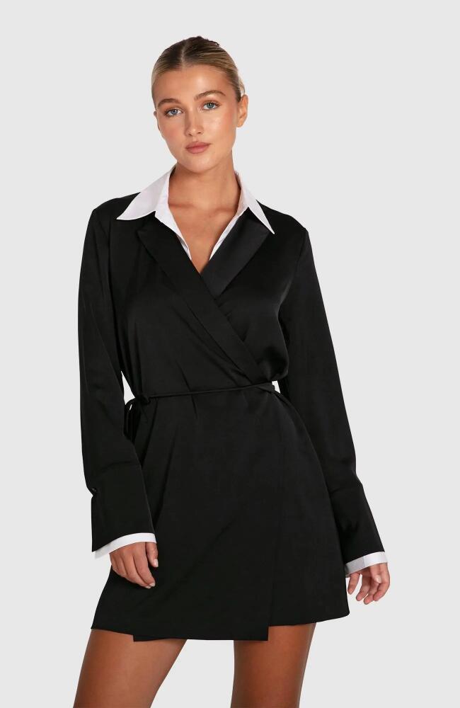 Belle & Bloom Make Me Feel Layered Shirt Dress in Black/white Cover