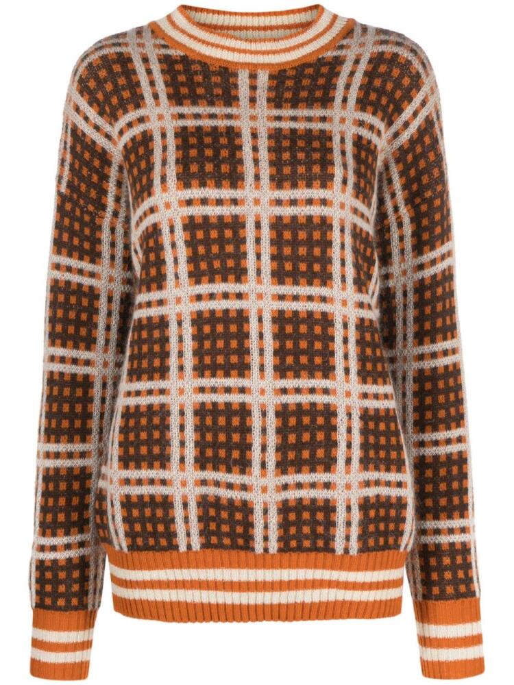 Marni checked crew neck jumper - Orange Cover