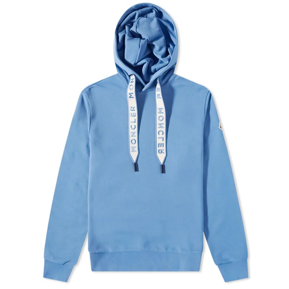 Moncler Men's Drawstring Logo Popover Hoodie in Blue Cover