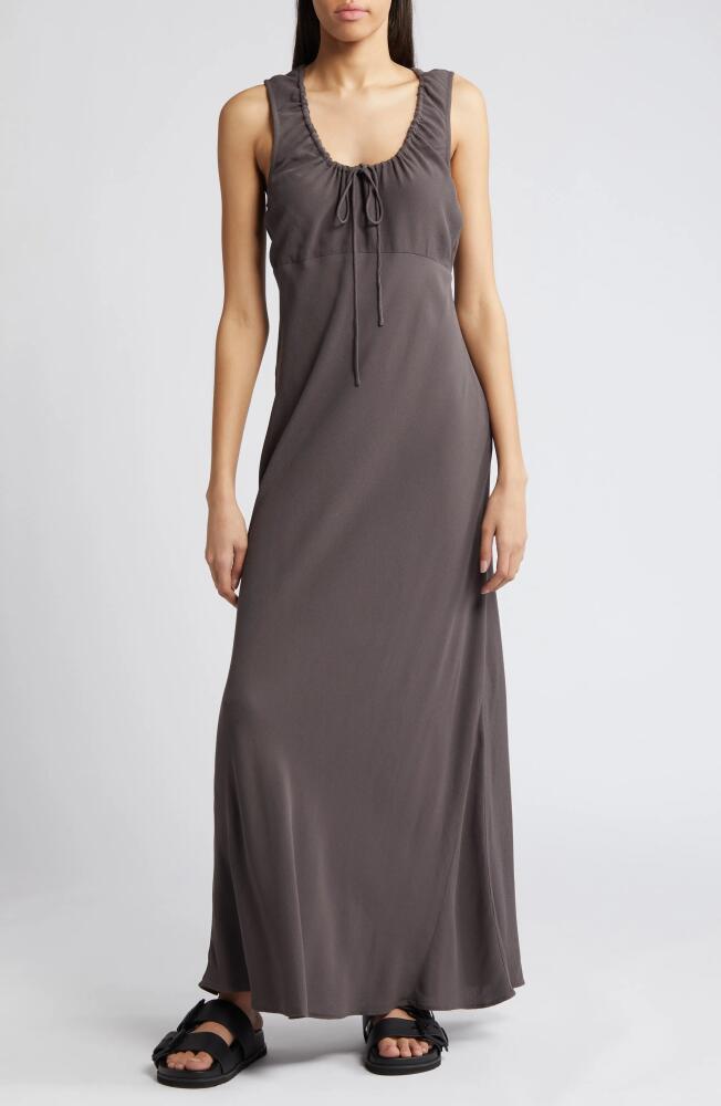 Treasure & Bond Ruched Bias Cut Maxi Dress in Grey Pavement Cover