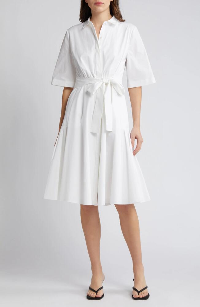 KOBI HALPERIN Tiffany Ruffle Hem Tie Waist Shirtdress in White Cover