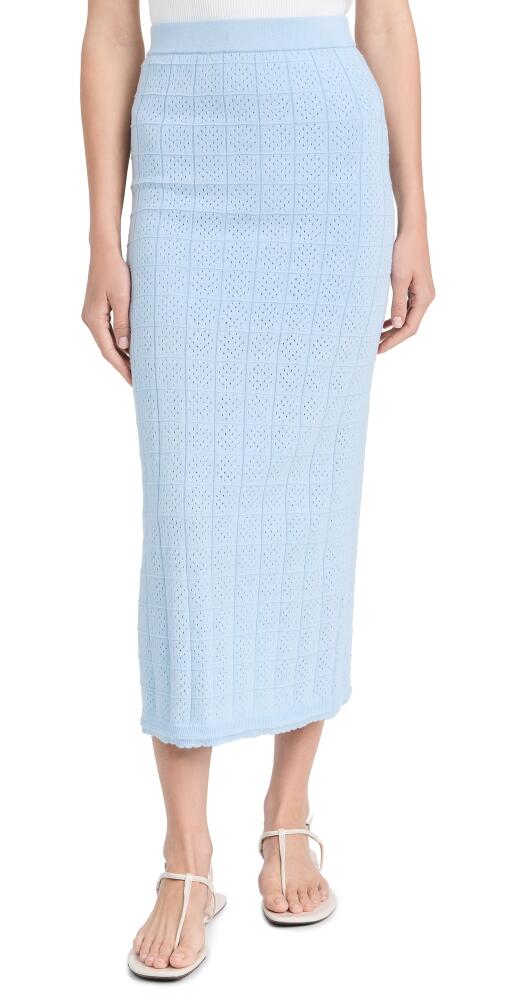 MONROW Crochet Knit Midi Skirt Soft Blue Cover