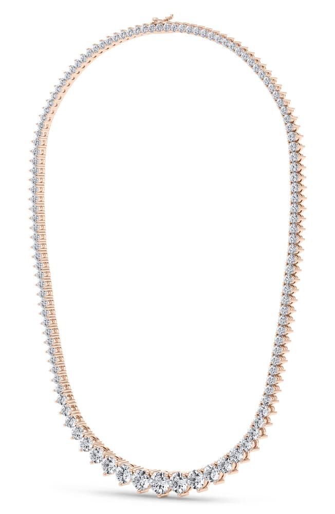 HauteCarat Graduated Lab Created Diamond Tennis Necklace in 14K Rose Gold Cover