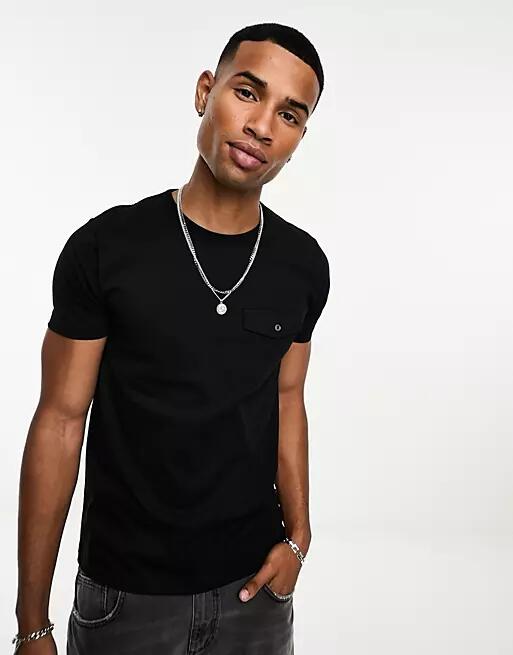 French Connection flap pocket T-shirt in black Cover