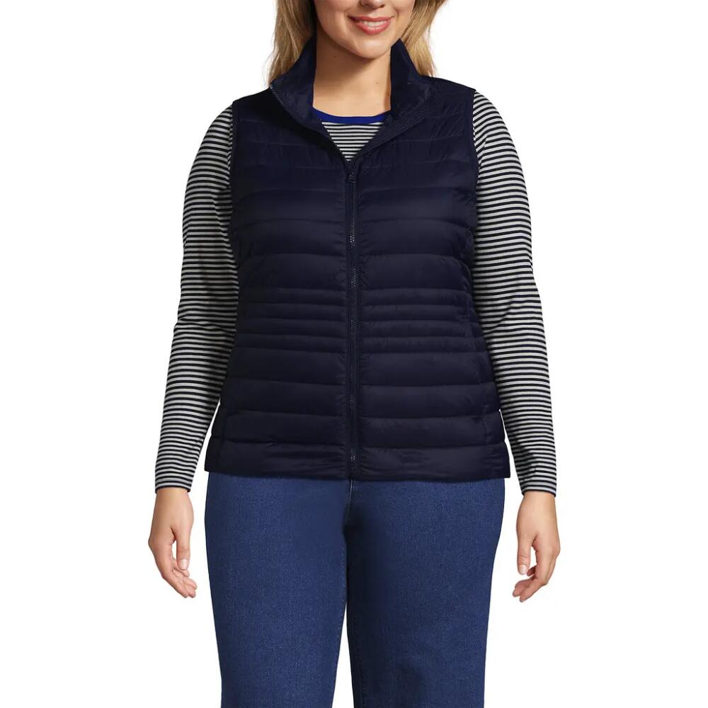 Lands' End Plus Size Wanderweight Packable Ultralight Down Vest in Deep Sea Navy Cover