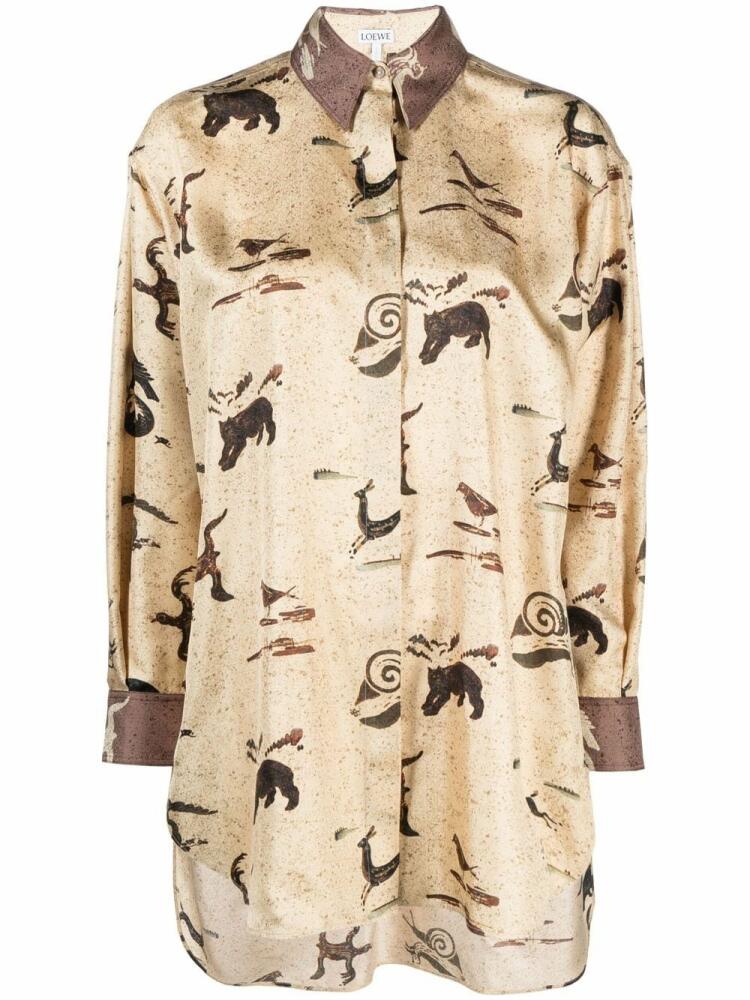 LOEWE debossed-logo silk blouse - Neutrals Cover