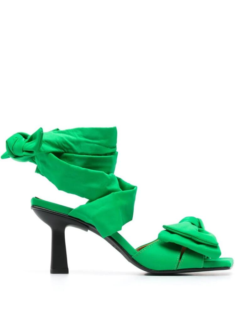 GANNI bow-detail 85mm sandals - Green Cover