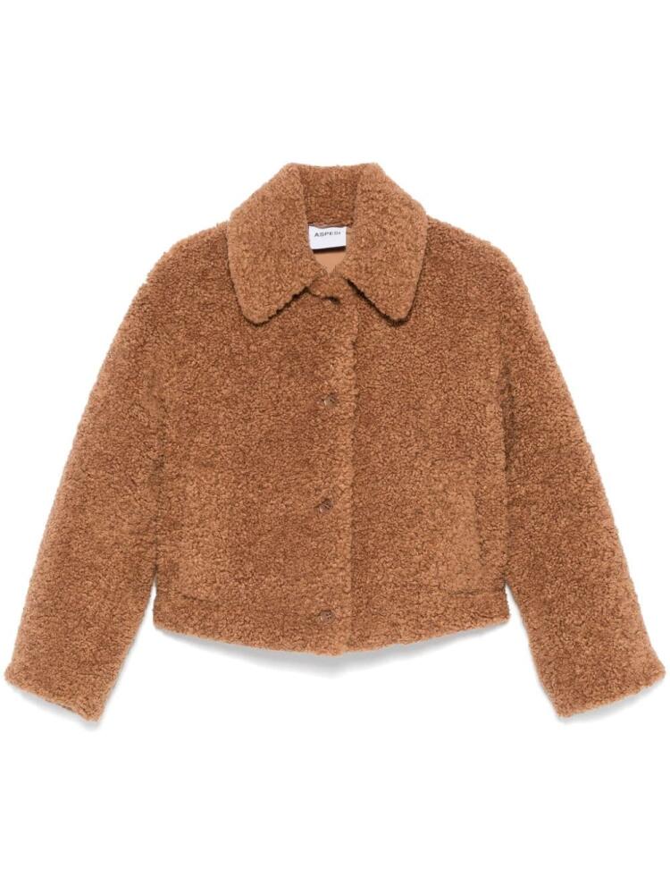 ASPESI teddy-texture jacket - Brown Cover