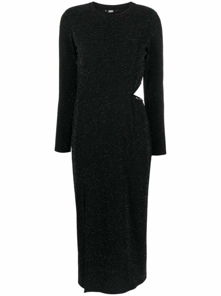 Karl Lagerfeld long-sleeve lurex midi dress - Black Cover