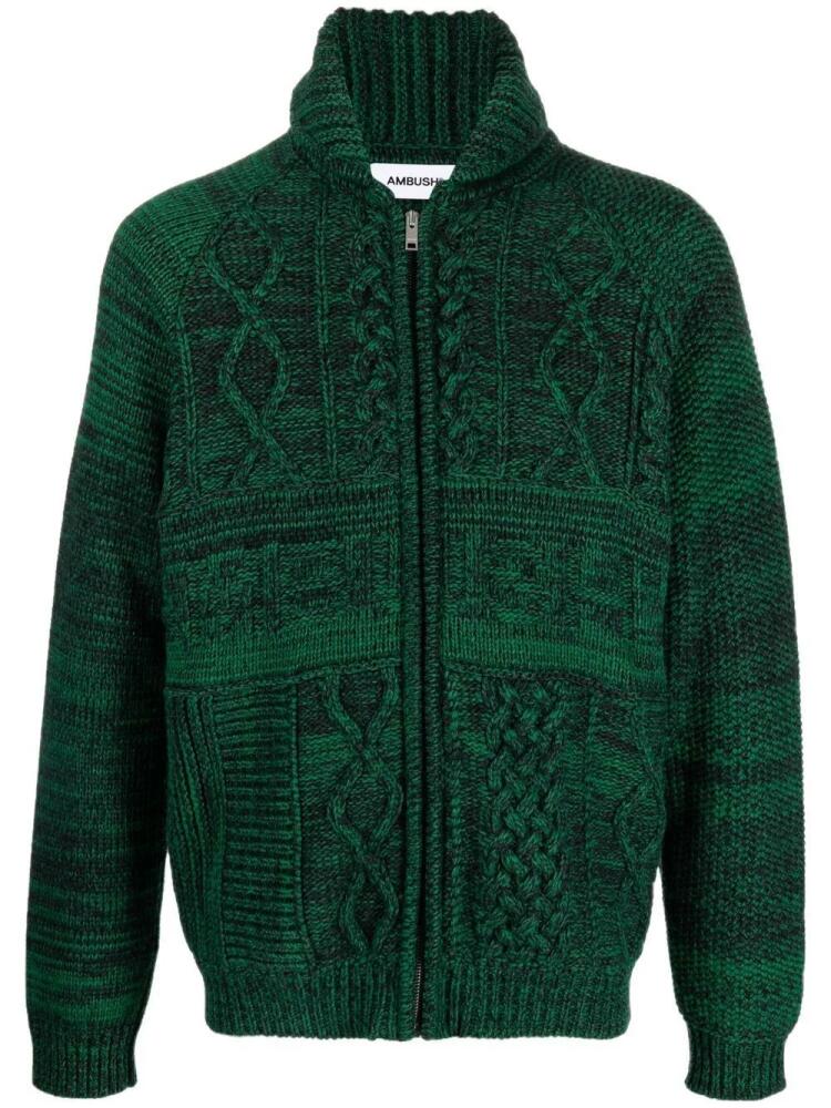 AMBUSH moulinè zip-up jumper - Green Cover