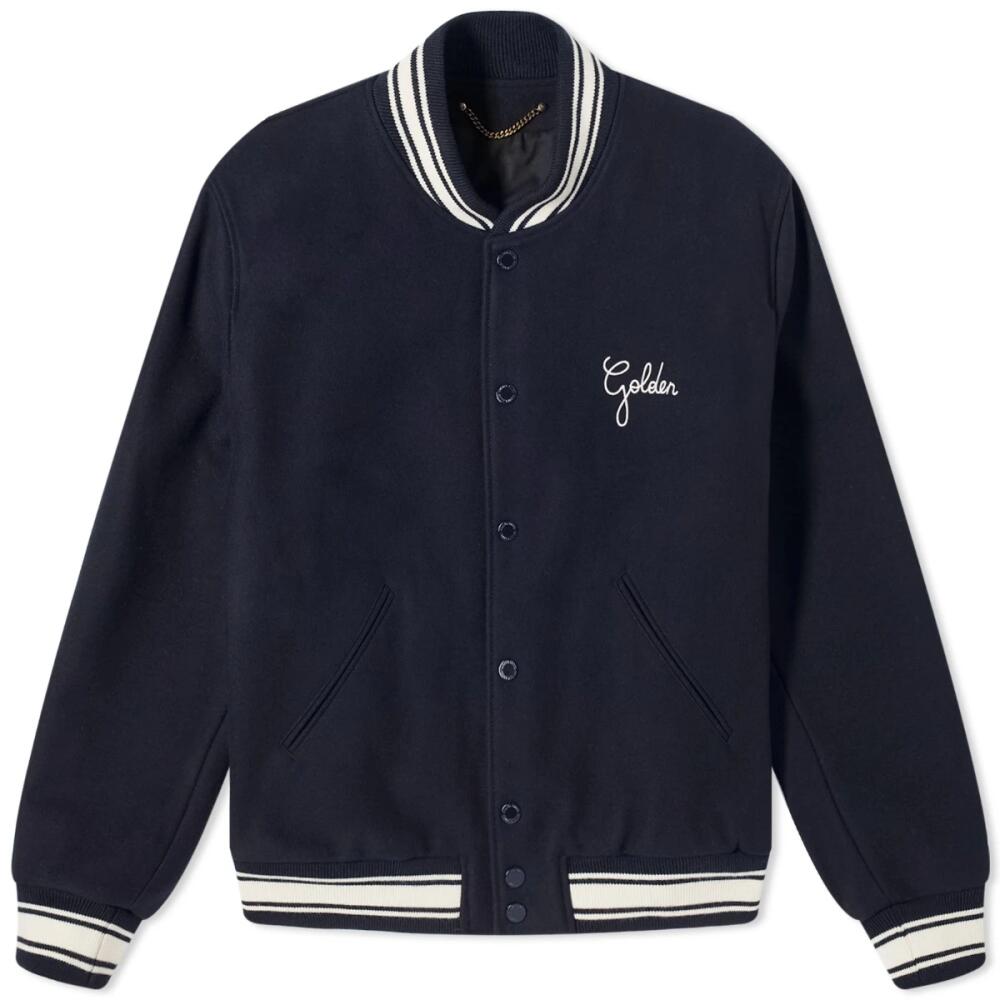 Golden Goose Men's Wool Bomber Jacket in Dark Blue Cover