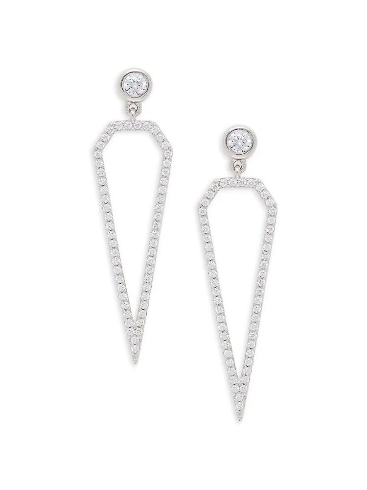 Lafonn Women's Classic Platinum Plated Sterling Silver & Simulated Diamond Geometric Drop Earrings Cover