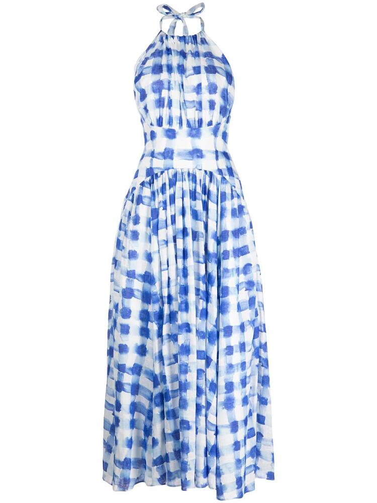 Rosie Assoulin check-print halterneck maxi dress - Blue Cover