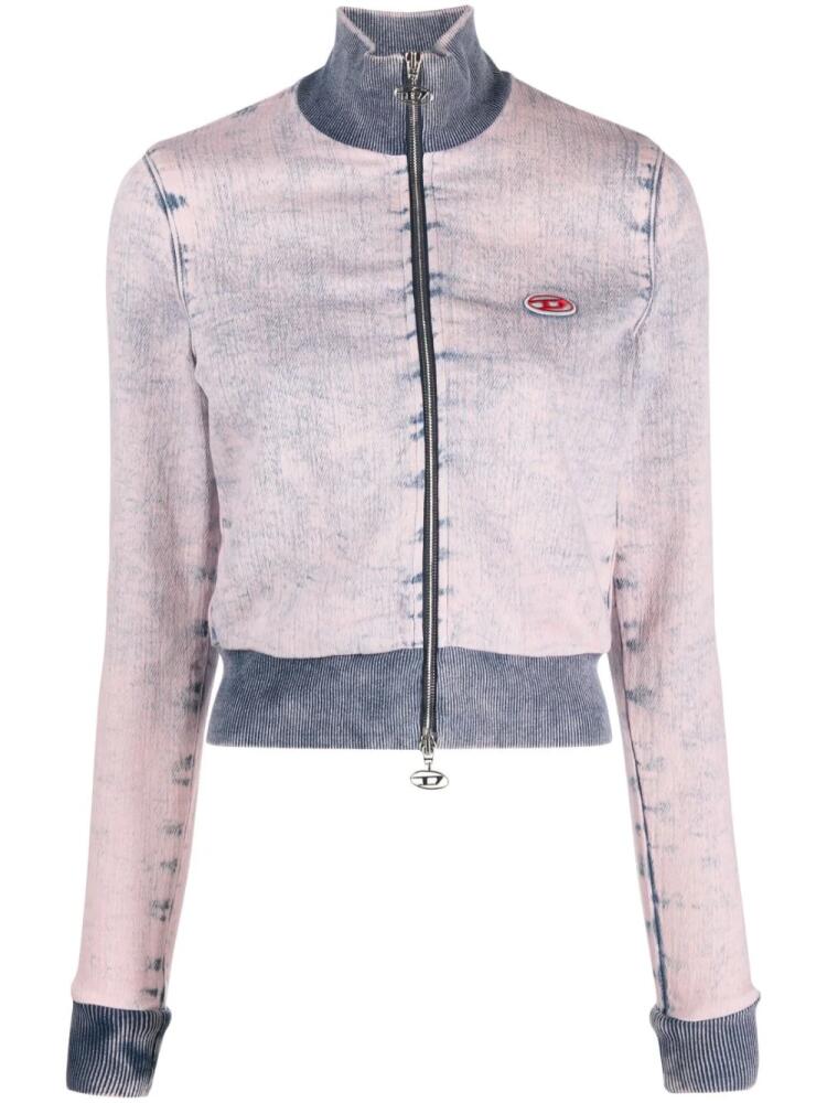 Diesel D-Emy distressed denim bomber jacket - Pink Cover