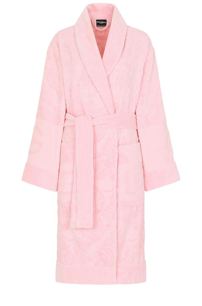 Dolce & Gabbana Casa Logo Jacquard Bathrobe in Pink Cover