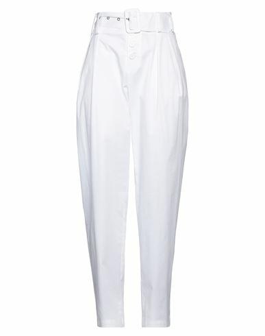 Brand Unique Woman Pants White Cotton, Elastane Cover