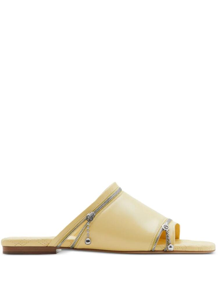 Burberry zip-detail leather slides - Neutrals Cover