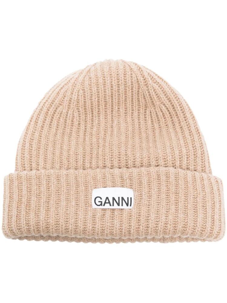 GANNI ribbed-knit beanie - Neutrals Cover